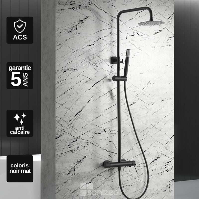 Colonne de Douche anti-calcaire Thermostatique Noir Mat imex line BTD038/NG