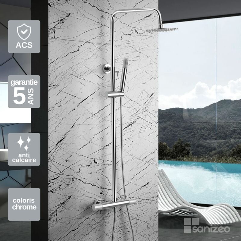 Colonne de Douche anti-calcaire Thermostatique Chrome imex line BTD038