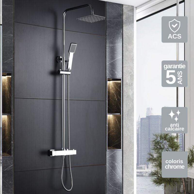 Colonne de Douche anti-calcaire Thermostatique Chrome imex art BTAR025