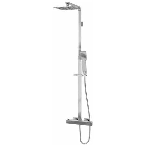 Colonne de douche Artemisa avec thermostatique carré, tuyau extra-plat et pomme de douche carrée extra-plat