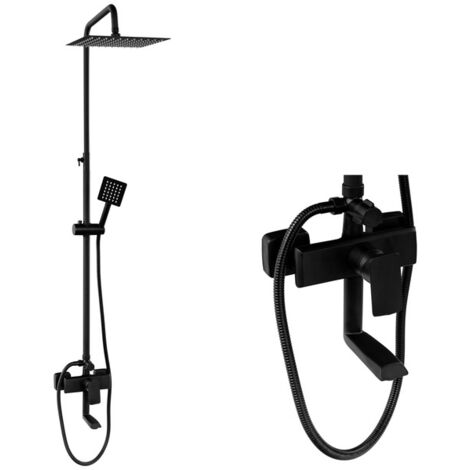 Colonne de douche Aurora Silla, système de douche avec mitigeur, design moderne, Noir