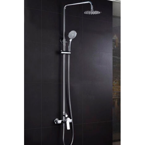 Colonne de douche avec mitigeur  Modèle LUXOR  Pomme de douche de taille standard  Couleur gris avec finition chromée [IMEX®]