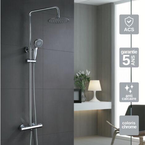 Colonne de Douche avec Mitigeur Thermostatique chromé anti-calcaire - Design Moderne - KENT IMEX