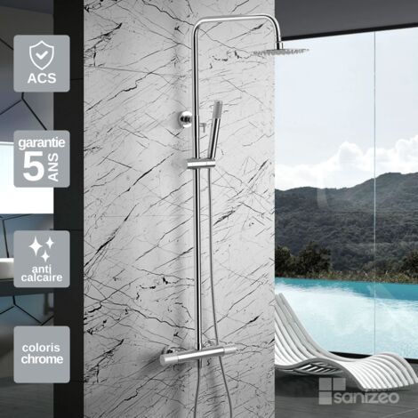 Colonne de Douche avec Mitigeur Thermostatique chromé anti-calcaire - Design Moderne - LINE IMEX