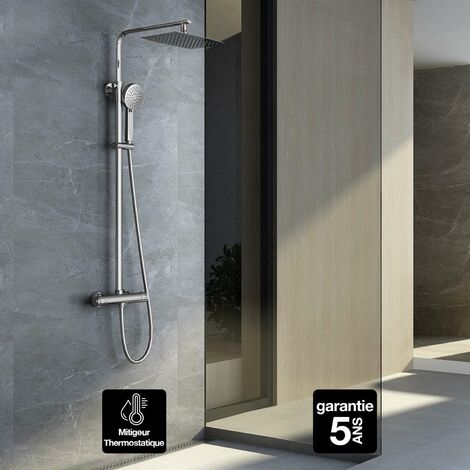 Colonne de Douche avec Mitigeur Thermostatique chromé anti-calcaire - Design Moderne - PRAGAIMEX