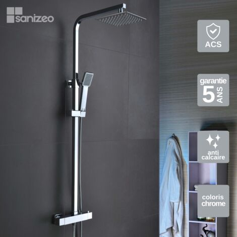 Colonne de Douche avec Mitigeur Thermostatique chromé anti-calcaire - Design Moderne - VIGO IMEX