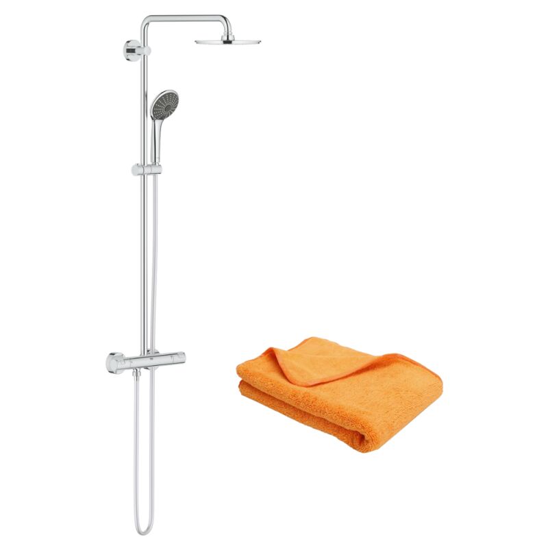 Colonne de douche avec mitigeur thermostatique Grohe Vitalio Joy System 210 Quickfix + microfibre