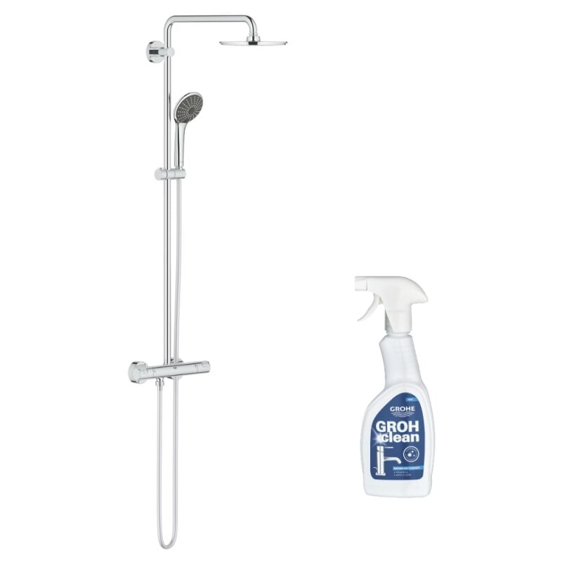 Colonne de douche avec mitigeur thermostatique Grohe Vitalio Joy System 210 Quickfix + Nettoyant Grohe Clean