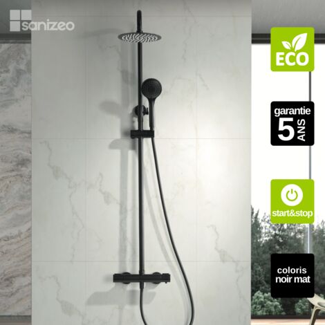Colonne de Douche avec Mitigeur Thermostatique noir mat anti-calcaire - Design Moderne - ECOKENT IMEX