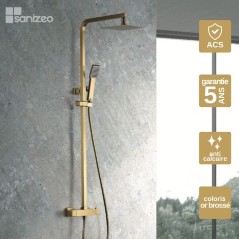 Colonne de Douche avec Mitigeur Thermostatique or brossé anti-calcaire - Design Moderne - VIGO IMEX