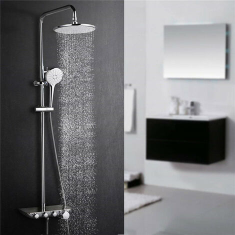 Colonne de Douche avec Plateau de Rangement Kit de Douche Chromé 3 Types de Jets d'Eau Pour Salle de Bain