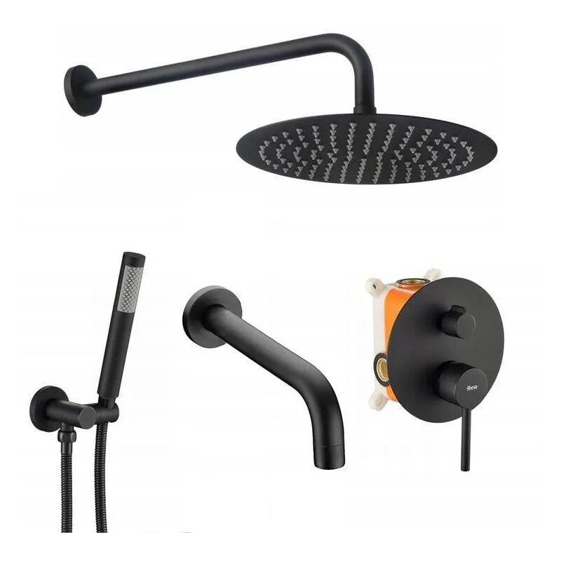 REA - kit de douche-baignoire encastrée lungo black + box