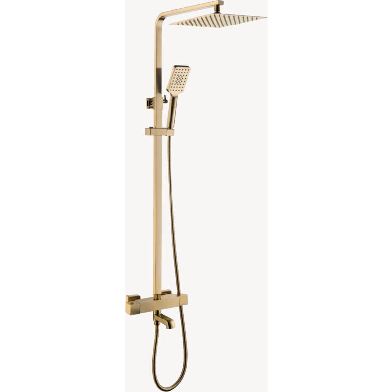 Colonne bain & douche thermostatique carré - Doré
