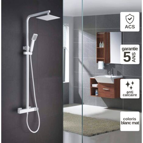 Colonne de Douche blanc mat anti-calcaire - Design Moderne et Économie d'eau - Kit Complet FIYI IMEX