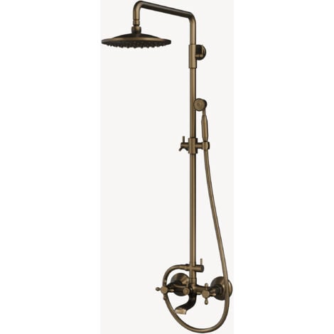Colonne de douche classique en laiton antique avec bec de bain verseur