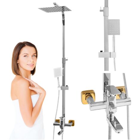 Colonne de douche Cubo Silla, système de douche avec mitigeur, design moderne, Chromé