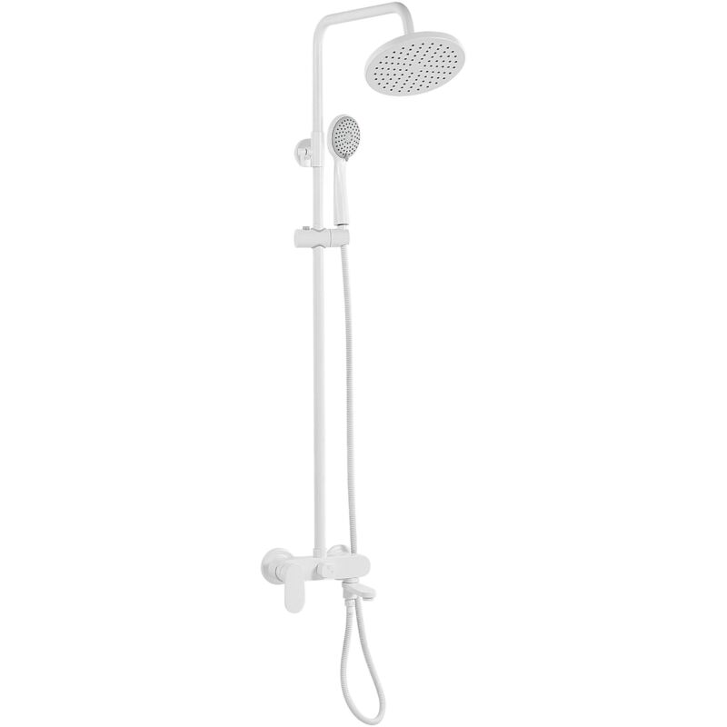 Colonne de Douche avec Douchette Haute et Robinet Mitigeur en Laiton Blanc pour Salle de Bain Moderne et Minimaliste Gurara Beliani