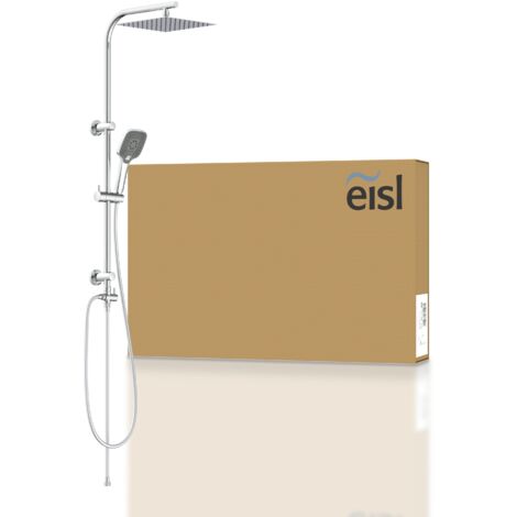 Colonne de douche EASY DELUXE chromé avec pommeau de douche effet pluie - raclette incluse