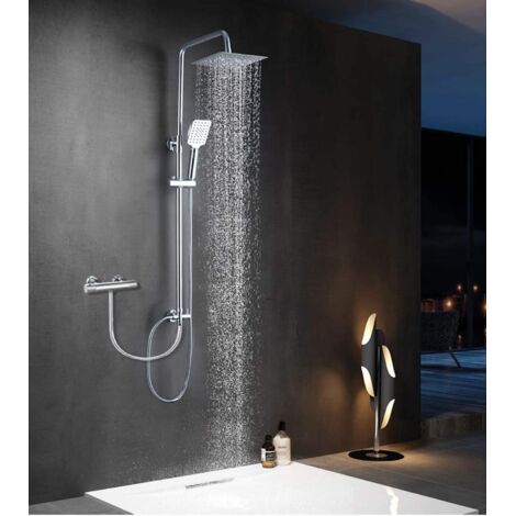 Colonne de douche Elbe® sans robinet avec pommeau de douche carré de 20 cm en acier inoxydable 304