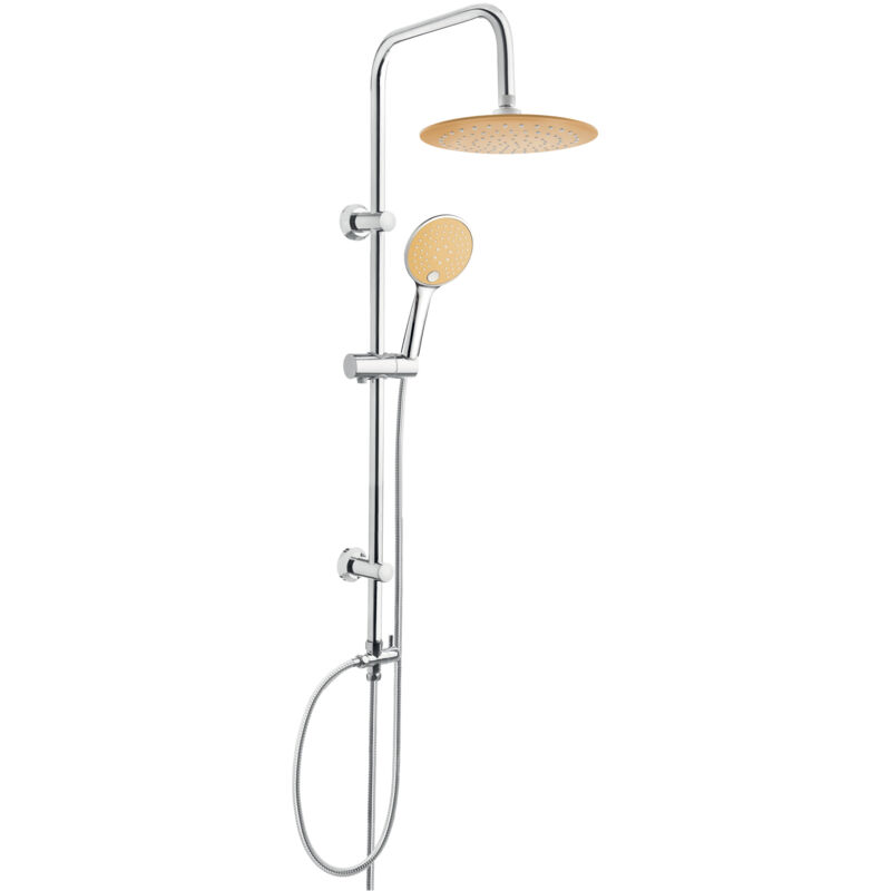 Fins orange Colonne de douche pluie acier inoxydable chromé douche ensemble