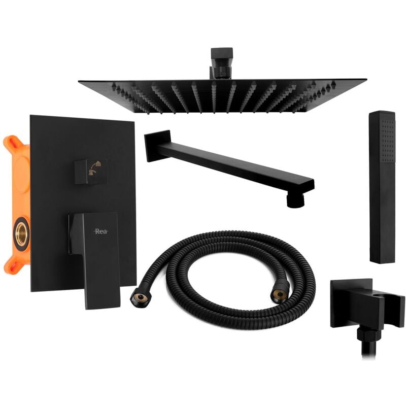 REA - kit de douche encastré fenix black + box