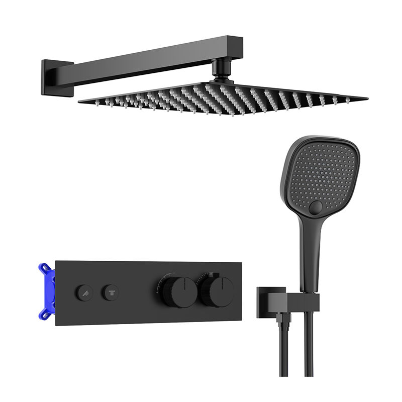 Ubeegol - Colonne de Douche Encastrée Noir Colonne de Douche Thermostatique Système de Douche Encastrable avec Mitigeur en Laiton
