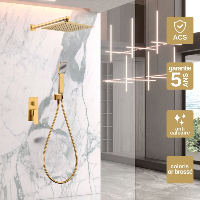 Imex Products - Colonne de Douche encastrée anti-calcaire Or Brossé imex pisa GPP048/OC