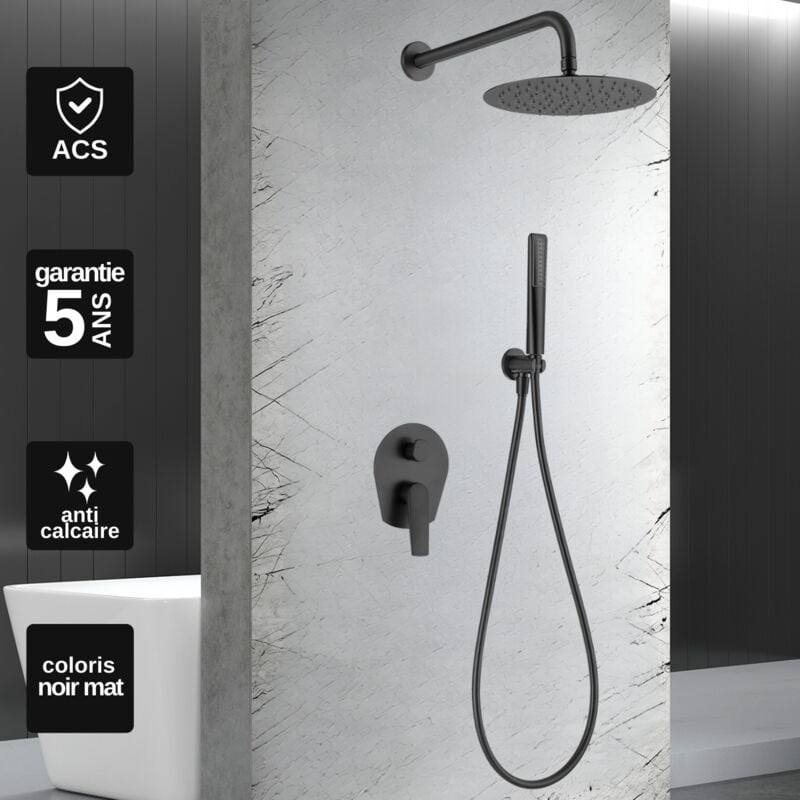 Imex Products - Colonne de Douche Encastrée anti-calcaire Noir Mat imex delos GPD055/NG