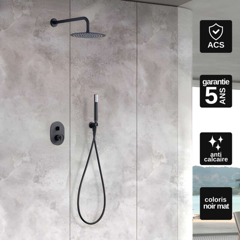 Imex Products - Colonne de Douche Encastrée anti-calcaire Noir Mat imex olimpo GPC033/NG