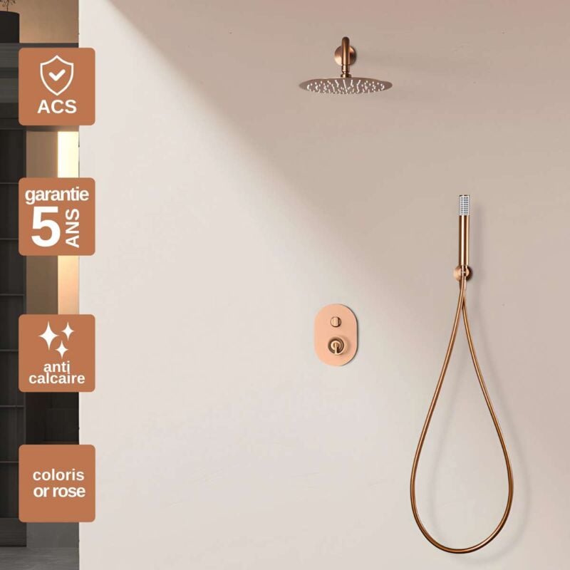 Colonne de Douche Encastrée anti-calcaire Or Rose Brossé imex olimpo GPC033/ORC