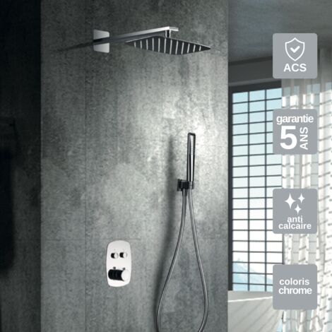 Colonne de Douche Encastrée avec Mitigeur Thermostatique chromé anti-calcaire - Design Moderne - HIDRA IMEX
