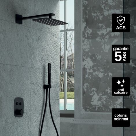 Colonne de Douche Encastrée avec Mitigeur Thermostatique noir mat anti-calcaire - Design Moderne - HIDRA IMEX