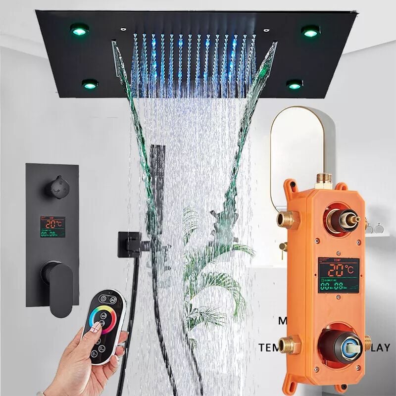 Suguword - Colonne de douche encastrée en acier inoxydable et laiton, Ensemble de Douche Encastrable Système de Douche Mural Colonne Douche avec