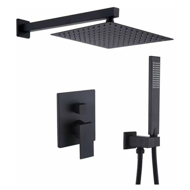 Denuotop - Colonne de douche encastrée, Ensemble de Douche Encastré, Douche Encastrable Set Chromé, Kit Douche Encastrable avec Tête de Douche Carrée