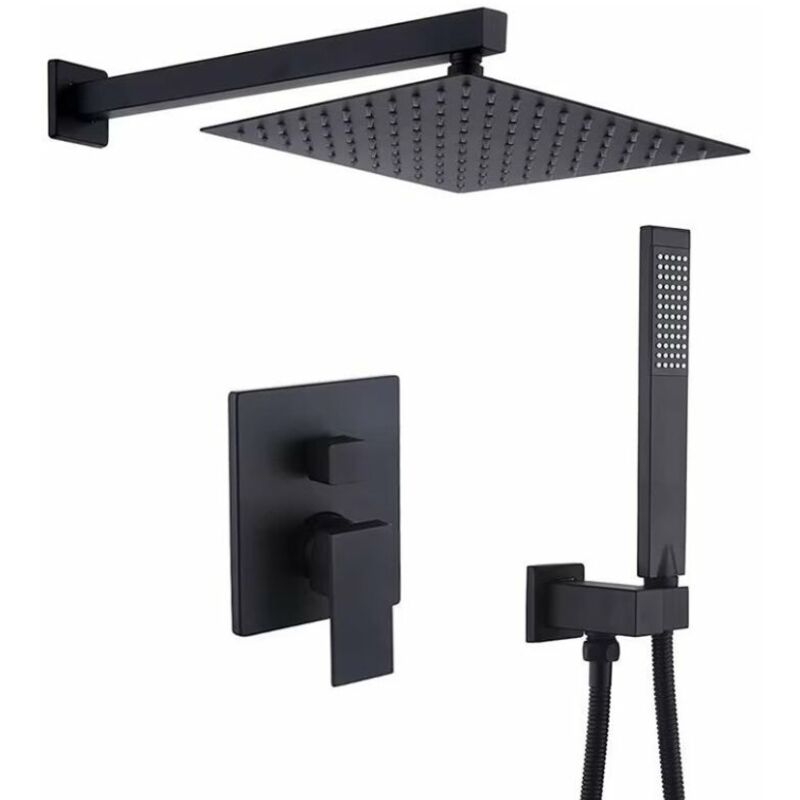 Ugreat - Colonne de douche encastrée, Ensemble de Douche Encastré, Douche Encastrable Set Chromé, Kit Douche Encastrable avec Tête de Douche Carrée