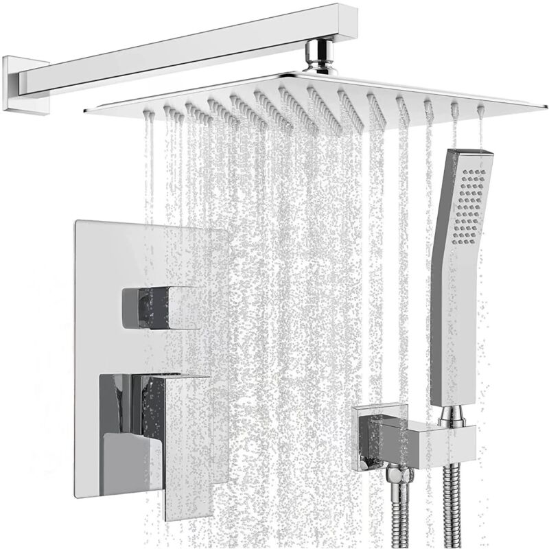 Denuotop - Colonne de douche encastrée, Ensemble de Douche Encastré, Douche Encastrable Set Chromé, Kit Douche Encastrable avec Tête de Douche Carrée