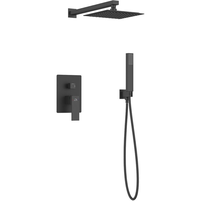 Otitec - Colonne de douche encastrée Kvadrato, Couleur: Noir