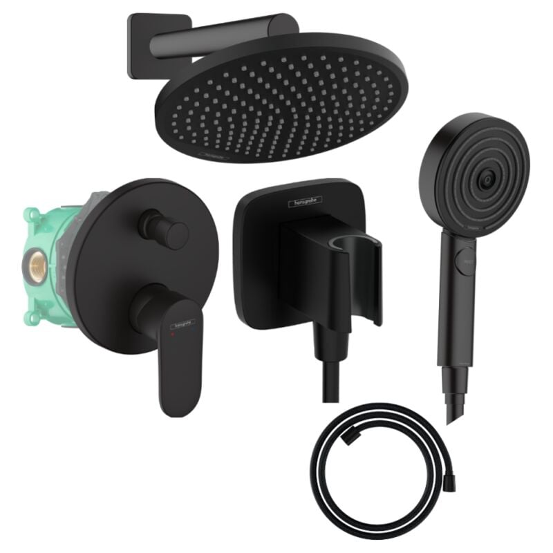 Hansgrohe - Colonne de douche encastrée mécanique Vernis Blend Douche de tête Crometta Flexible Designflex Douchette Pulsify noir