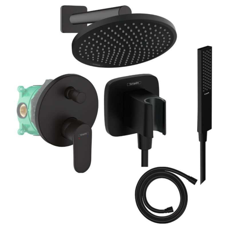 Hansgrohe - Colonne de douche encastrée mécanique Vernis Blend Douche de tête Crometta Flexible Isiflex Douchette PulsifyE noir