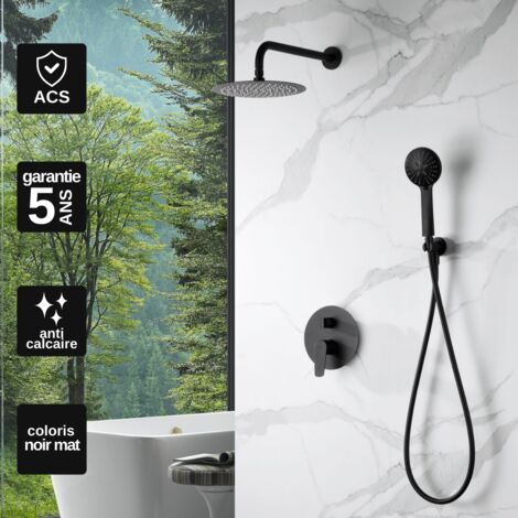 Colonne de Douche Encastrée noir mat anti-calcaire - Design Moderne et Économie d'eau - Kit Complet BELGICA IMEX