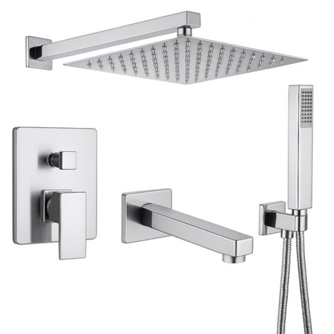 Colonne de douche encastrée Silla, ensemble de douche mécanique en laiton avec bec, design moderne, Chromé