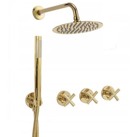 Colonne de douche encastrée Silla, ensemble de douche mécanique en laiton, design moderne, Doré