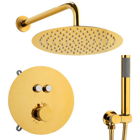 Colonne de douche encastrée Silla, ensemble de douche mécanique en laiton, design moderne, Doré