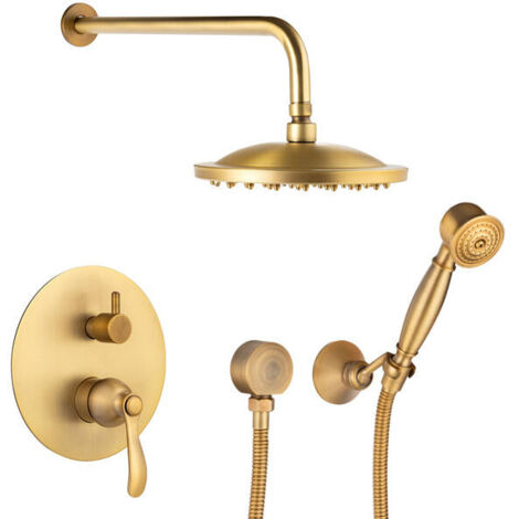 Colonne de douche encastrée Silla, ensemble de douche mécanique en laiton, design vintage, Doré ancien