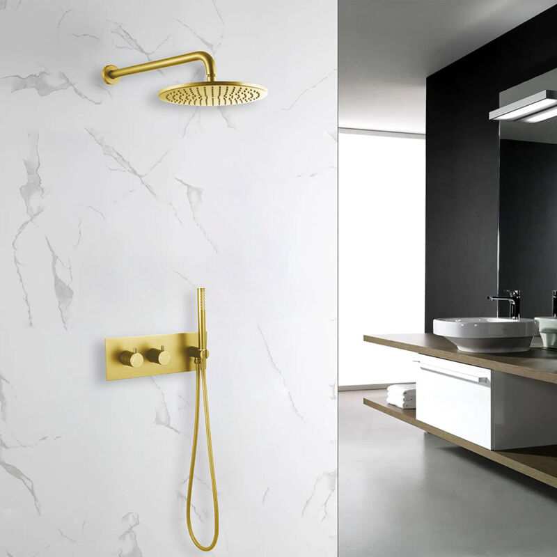 Bellegno - Colonne de douche encastrée thermostatique corposa or brossé