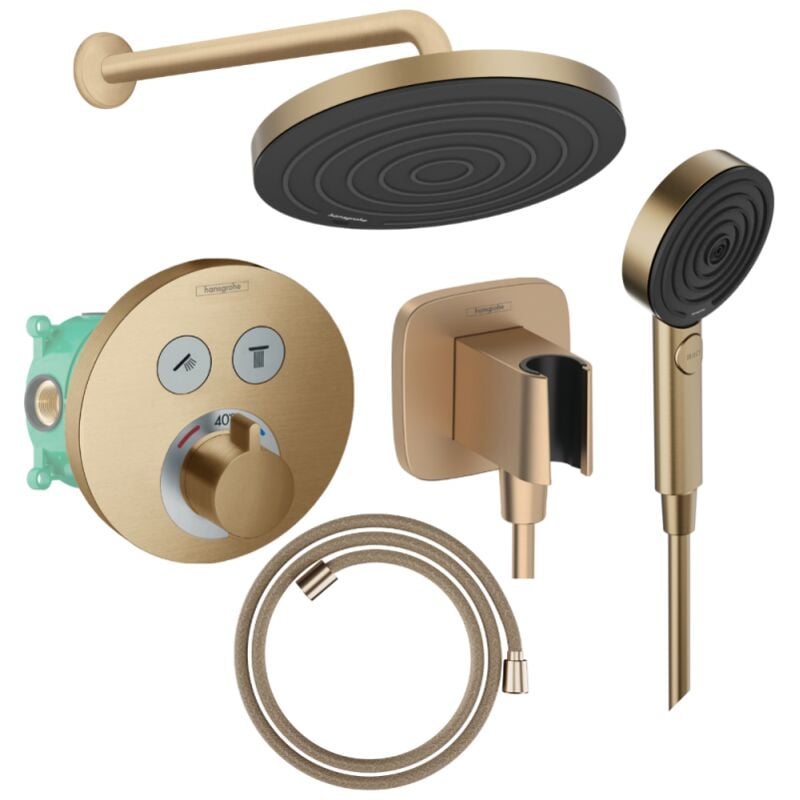 Hansgrohe - Colonne de douche encastrée thermostatique ShowerSelect s Douche Pulsify Flexible Designflex Douchette Pulsify bronze