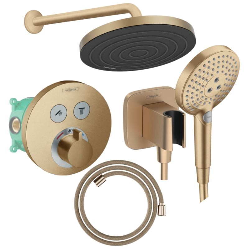 Colonne de douche encastrée thermostatique Hansgrohe ShowerSelect s Douche Pulsify Flexible Designflex Douchette RaindanceS bronze