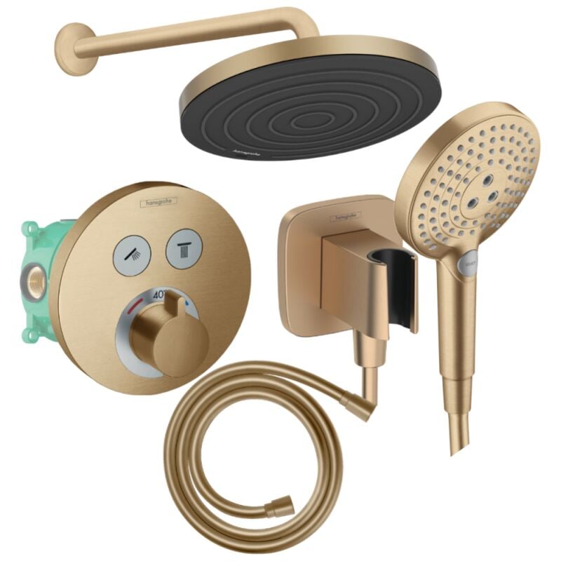 Hansgrohe - Colonne de douche encastrée thermostatique ShowerSelect s Douche Pulsify Flexible Isiflex Douchette Raindance s bronze