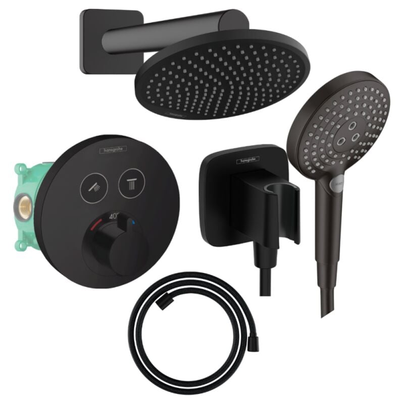 Hansgrohe - Colonne de douche encastrée thermostatique ShowerSelect s Douche Vernis s Flexible Designflex Douchette Raindance s noir