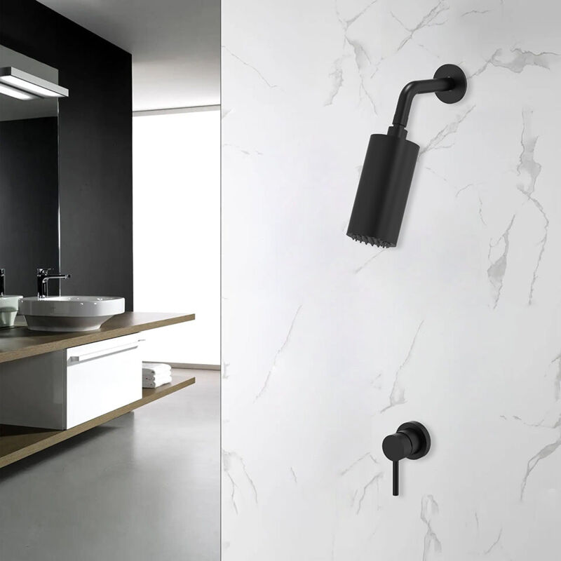 Bellegno - Colonne de douche encastrée thermostatique minimalista noir mat